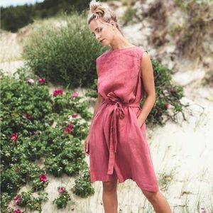 Linen dress - pink